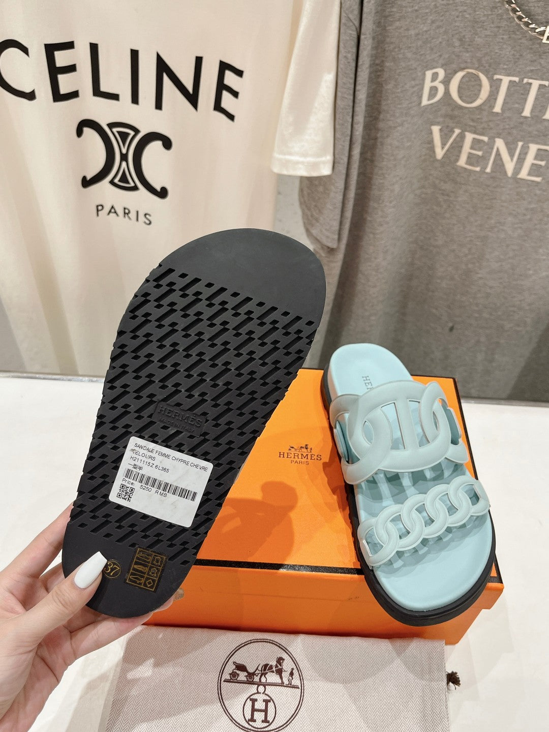 HERMES EXTRA SANDAL PASTEL PASTEL BLUE CALFSKIN