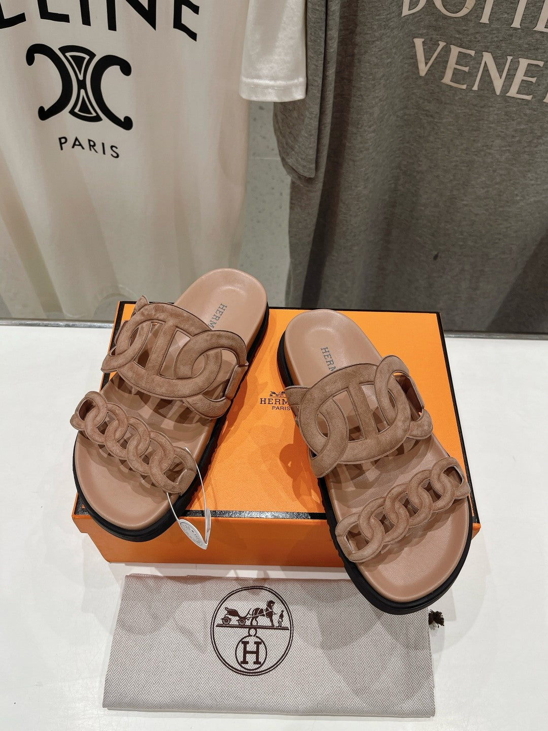 HERMES EXTRA SANDAL PASTEL PINK NUDE CALFSKIN