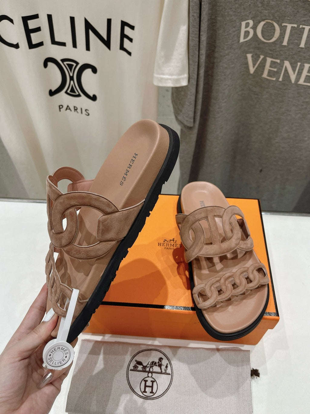 HERMES EXTRA SANDAL PASTEL PINK NUDE CALFSKIN