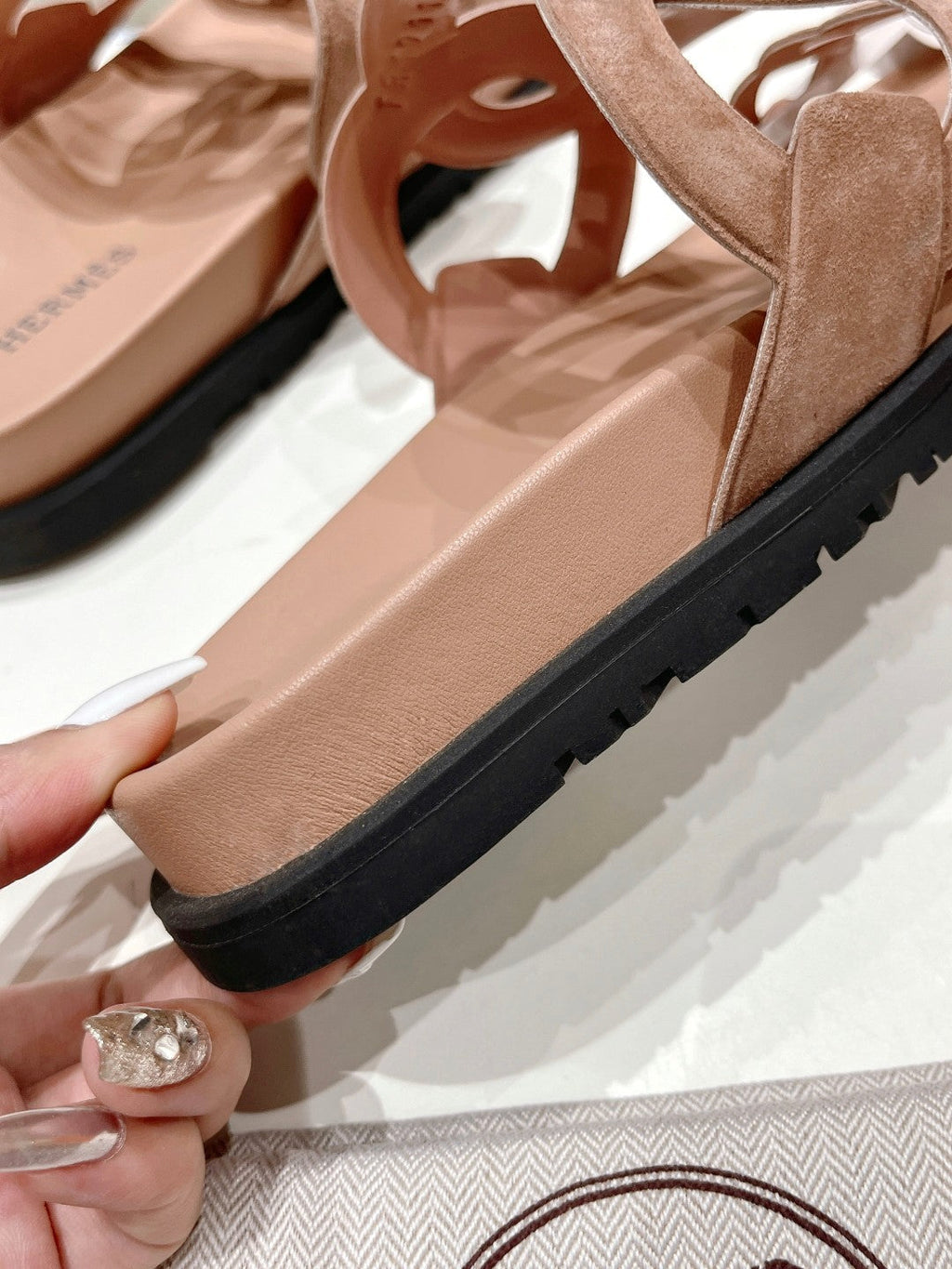 HERMES EXTRA SANDAL PASTEL PINK NUDE CALFSKIN