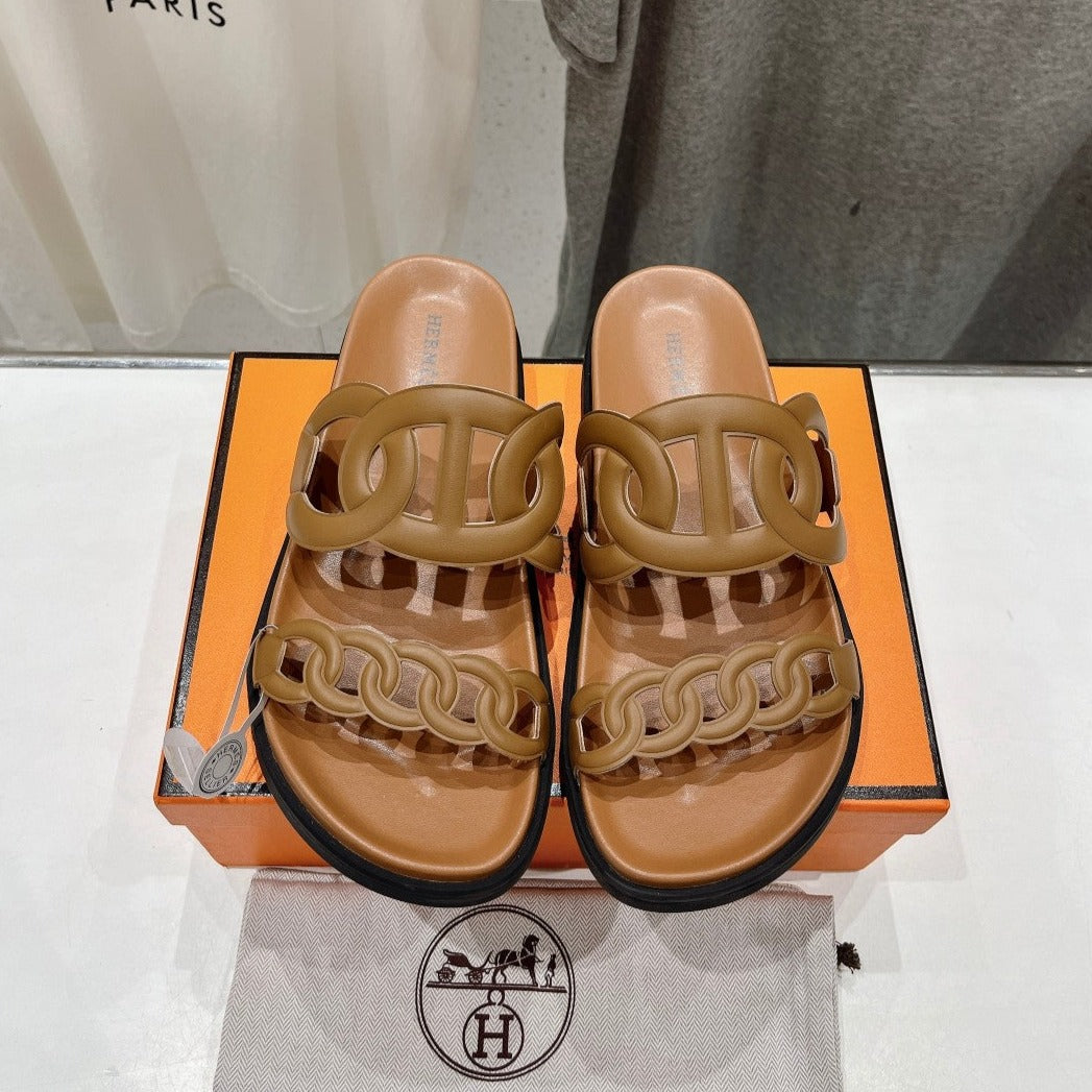 HERMES EXTRA SANDAL CARAMEL CALFSKIN