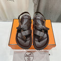 HERMES SANDAL BRAIDED 30 CHOCOLATE CALFSKIN