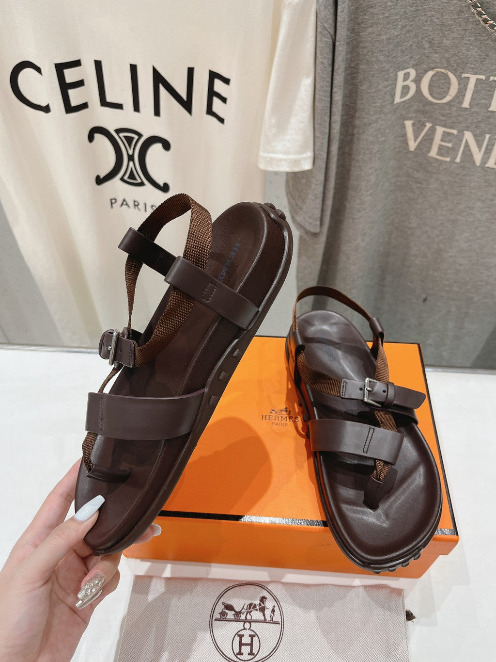 HERMES SANDAL BRAIDED 30 CHOCOLATE CALFSKIN