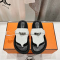 HERMES EMPIRE SANDAL BLACK MIX WHITE CALFSKIN