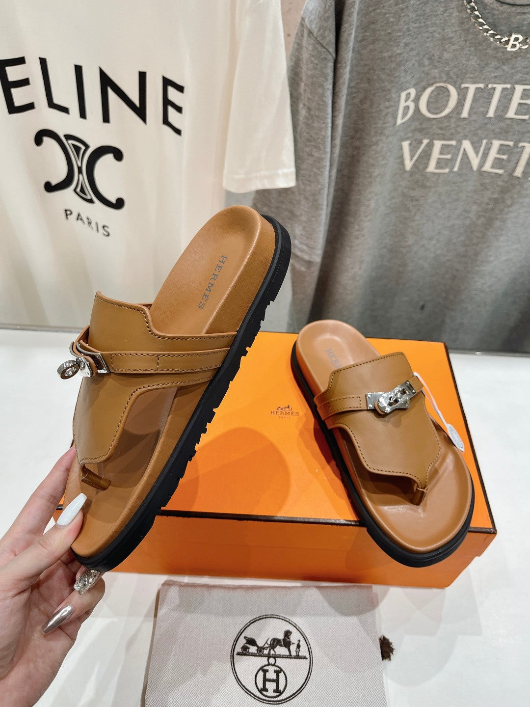 HERMES EMPIRE SANDAL CARAMEL CALFSKIN