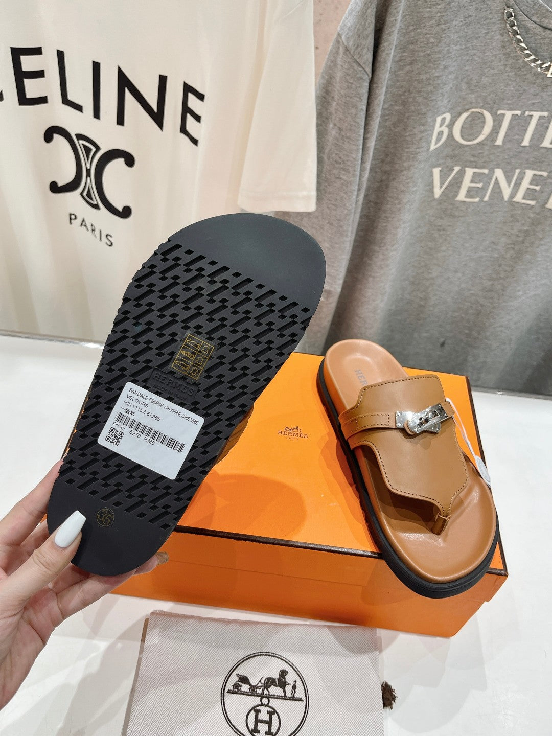 HERMES EMPIRE SANDAL CARAMEL CALFSKIN