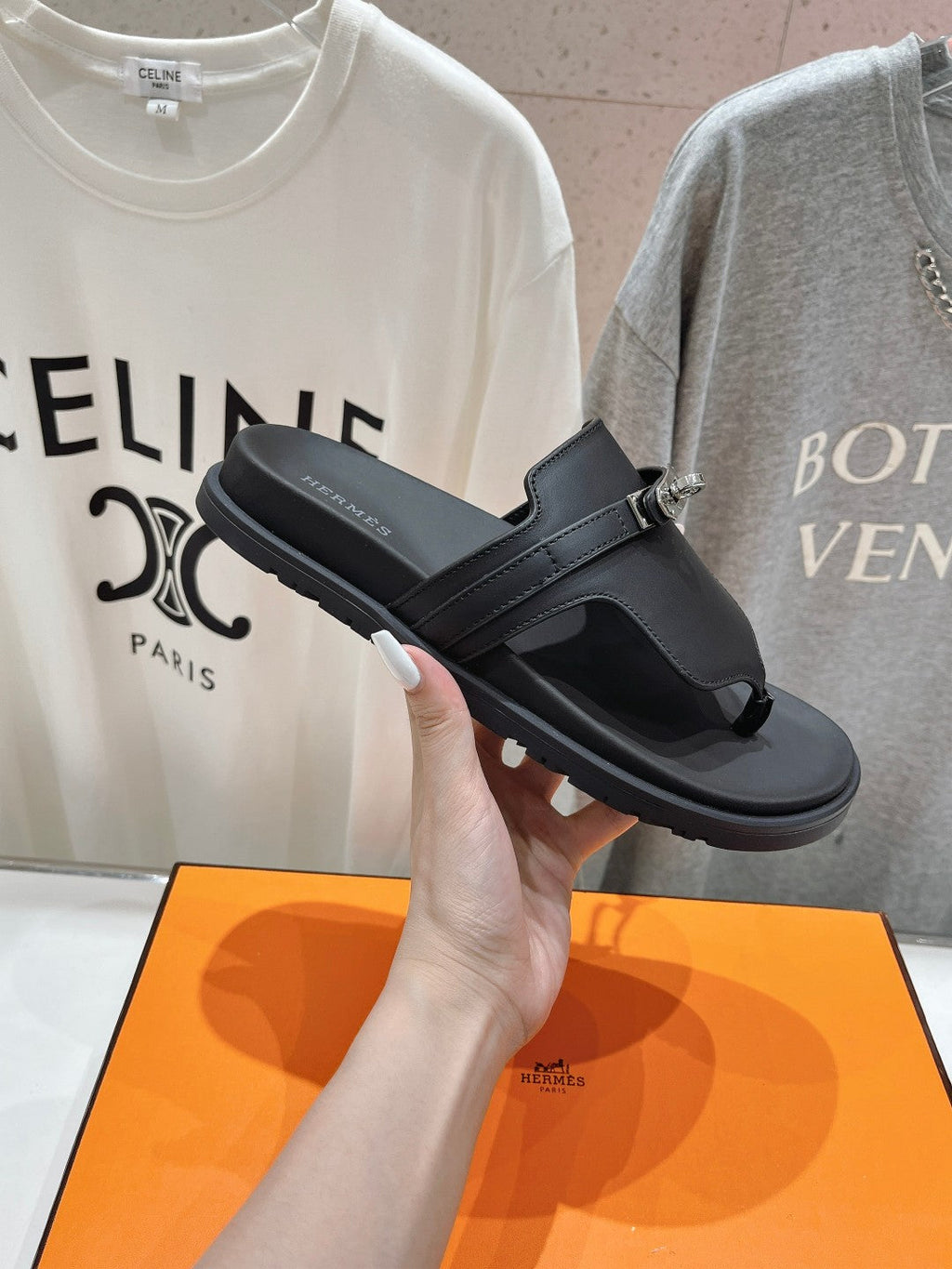 HERMES EMPIRE SANDAL BLACK CALFSKIN