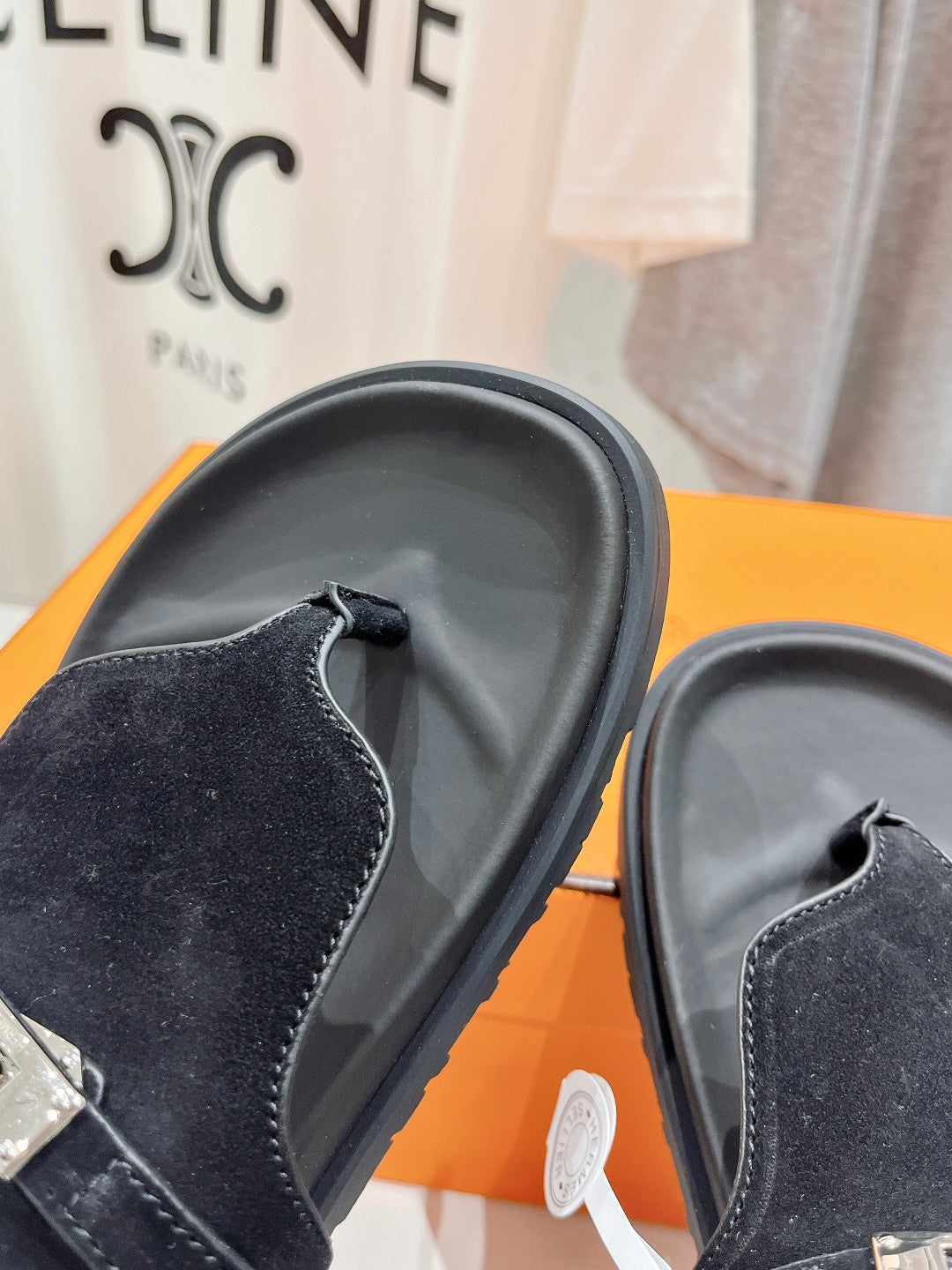 HERMES EMPIRE SANDAL BLACK SUEDE