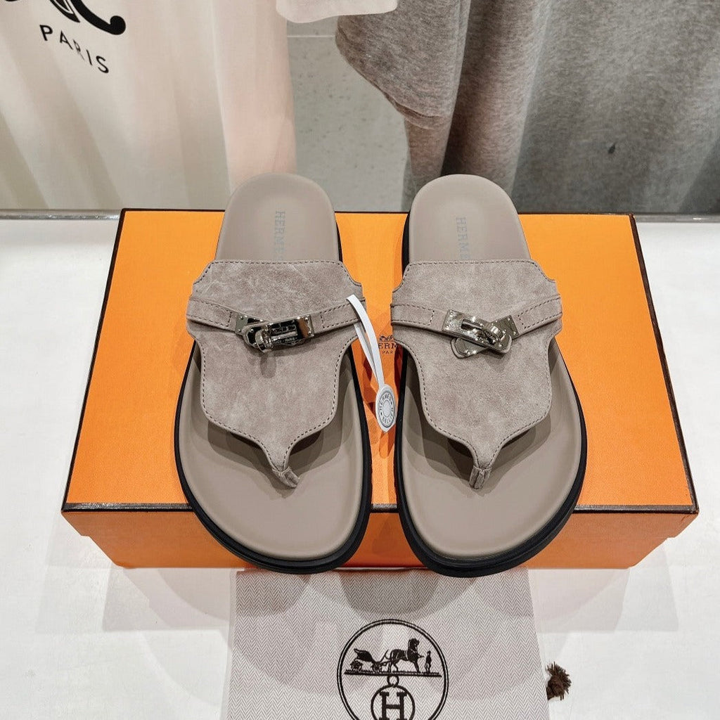 HERMES EMPIRE SANDAL LIGHT GRAY SUEDE