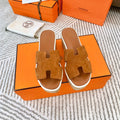 HERMES EZE 65 SANDAL BRIGHT BROWN SUEDE