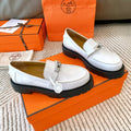 HERMES ICONE LOAFER IN WHITE CALFSKIN