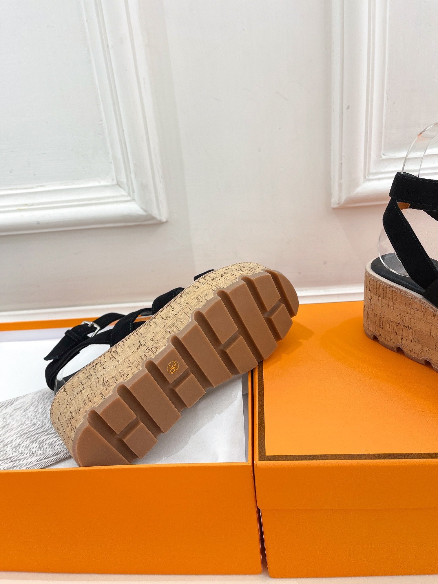 HERMES Havane 30 Sandal Black Suede