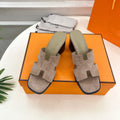 HERMES HELIA 60 SANDAL LIGHT BROWN SUEDE