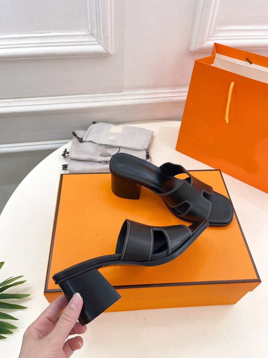 HERMES HELIA 60 SANDAL BLACK