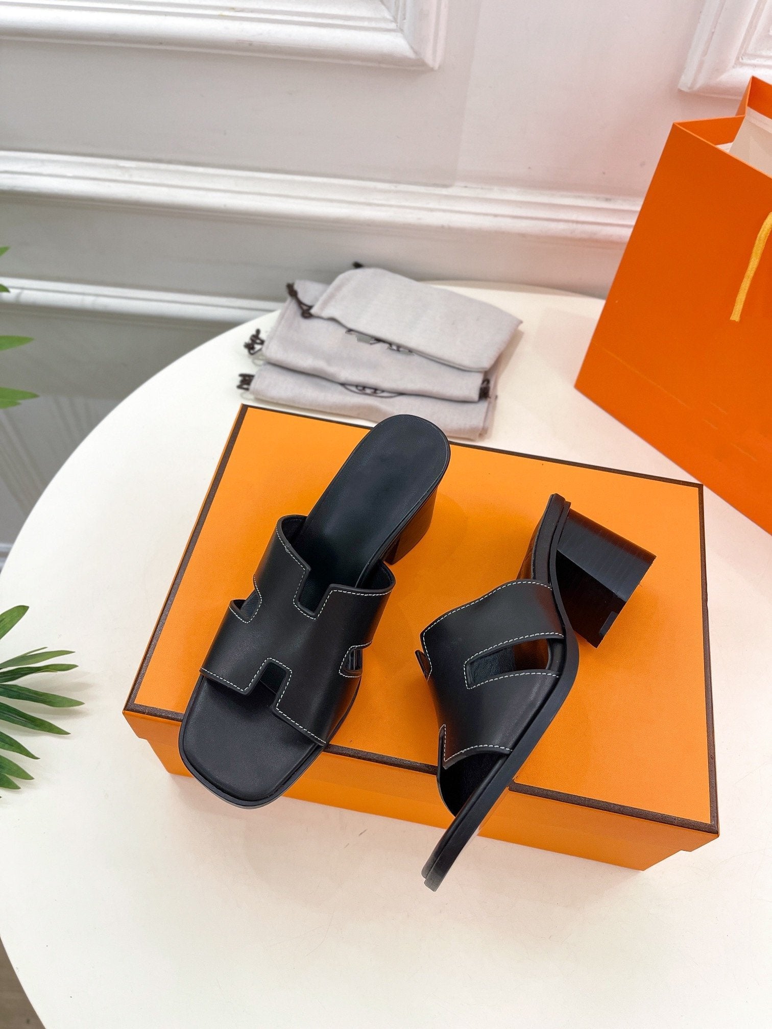 HERMES HELIA 60 SANDAL BLACK