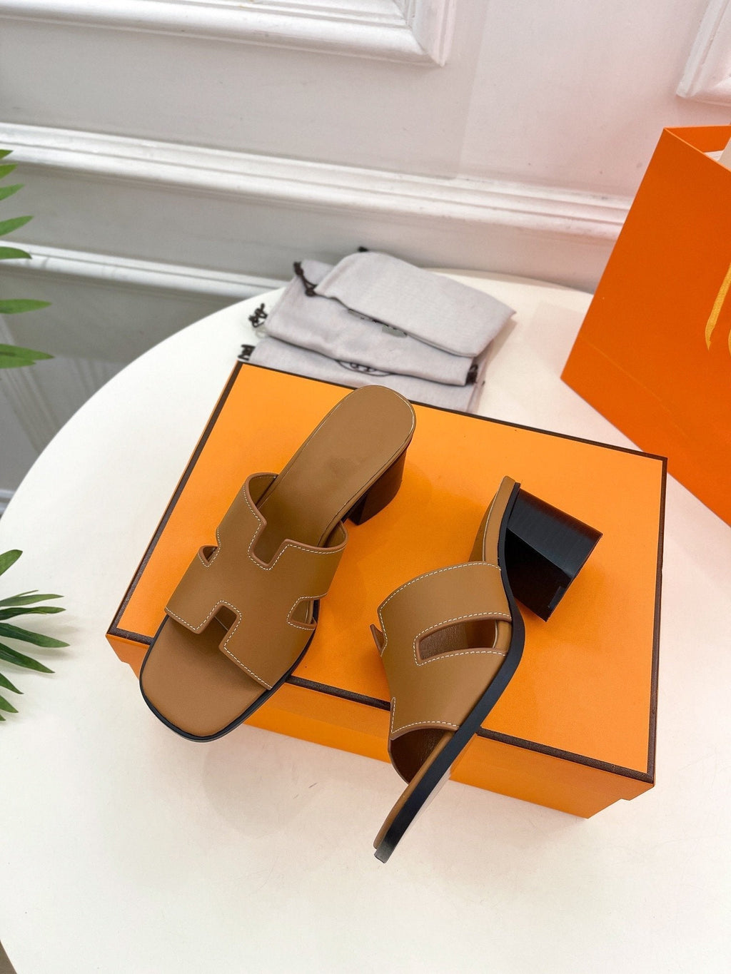 HERMES HELIA 60 SANDAL BROWN