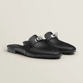 HERMES 0z Mule Noir Silver