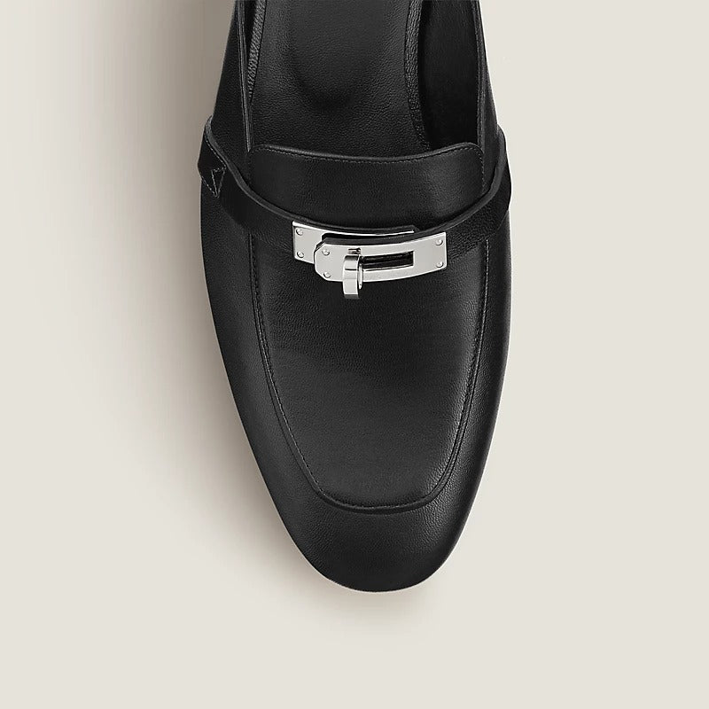 HERMES 0z Mule Noir Silver