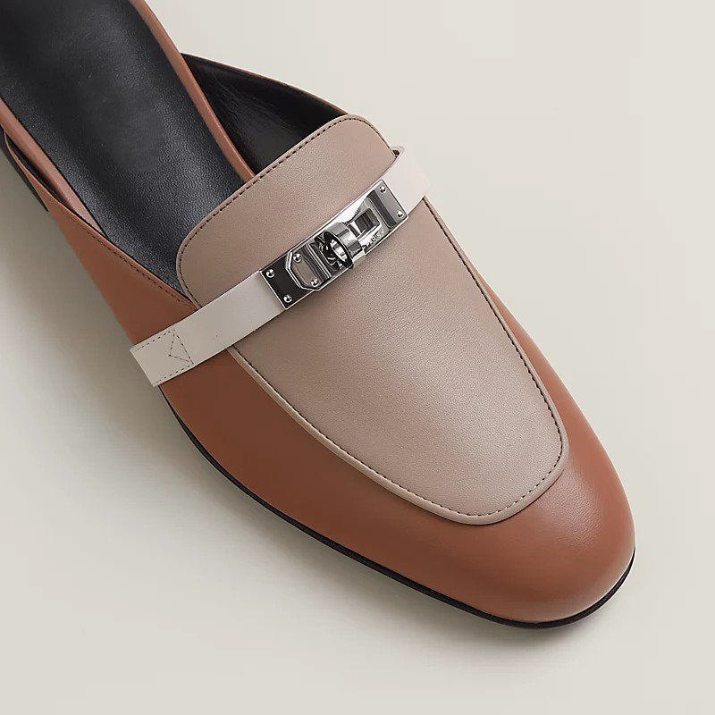 HERMES 0z Mule Multicolore Rose Perle