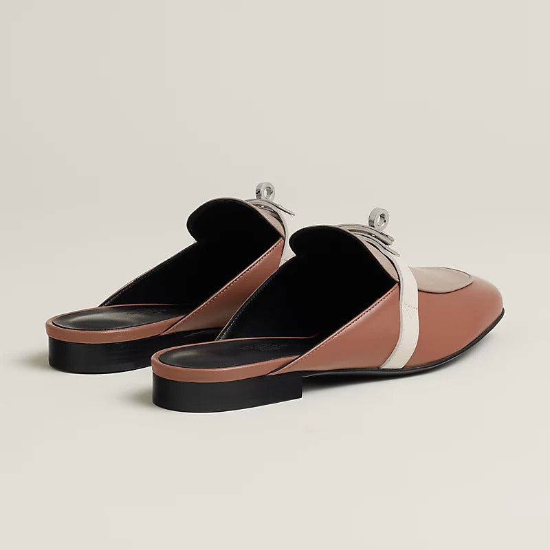 HERMES 0z Mule Multicolore Rose Perle