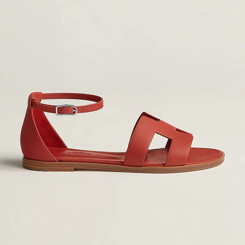 HERMES SANTORINI SANDAL SCARLET CALFSKIN