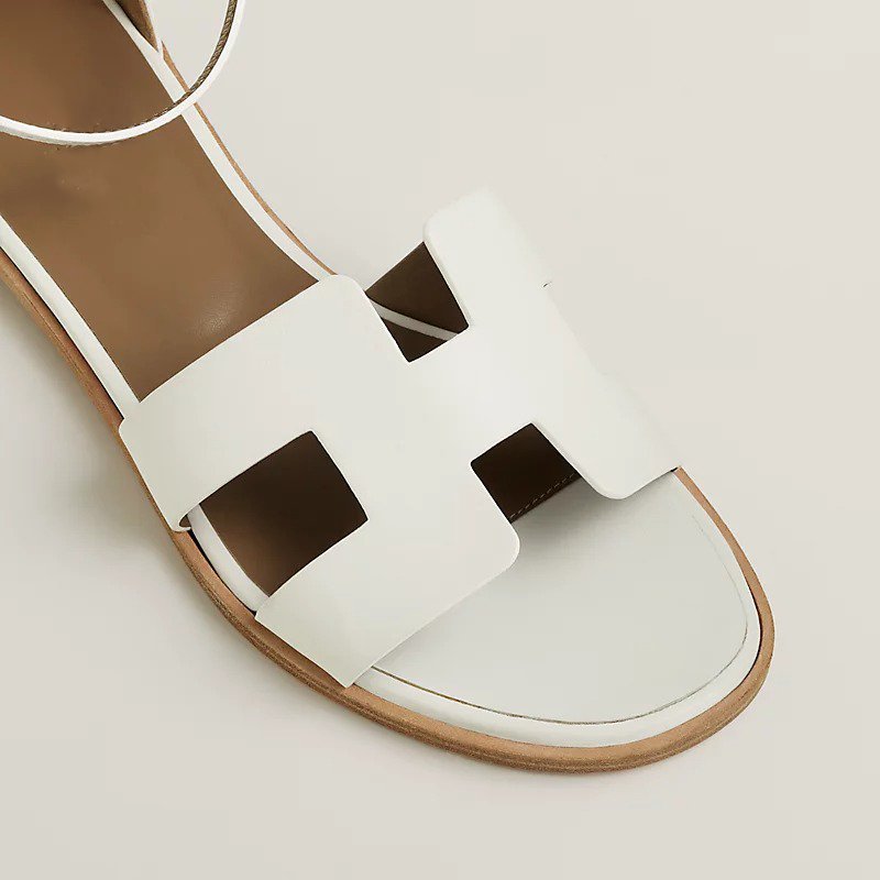 HERMES SANTORINI SANDAL WHITE CALFSKIN