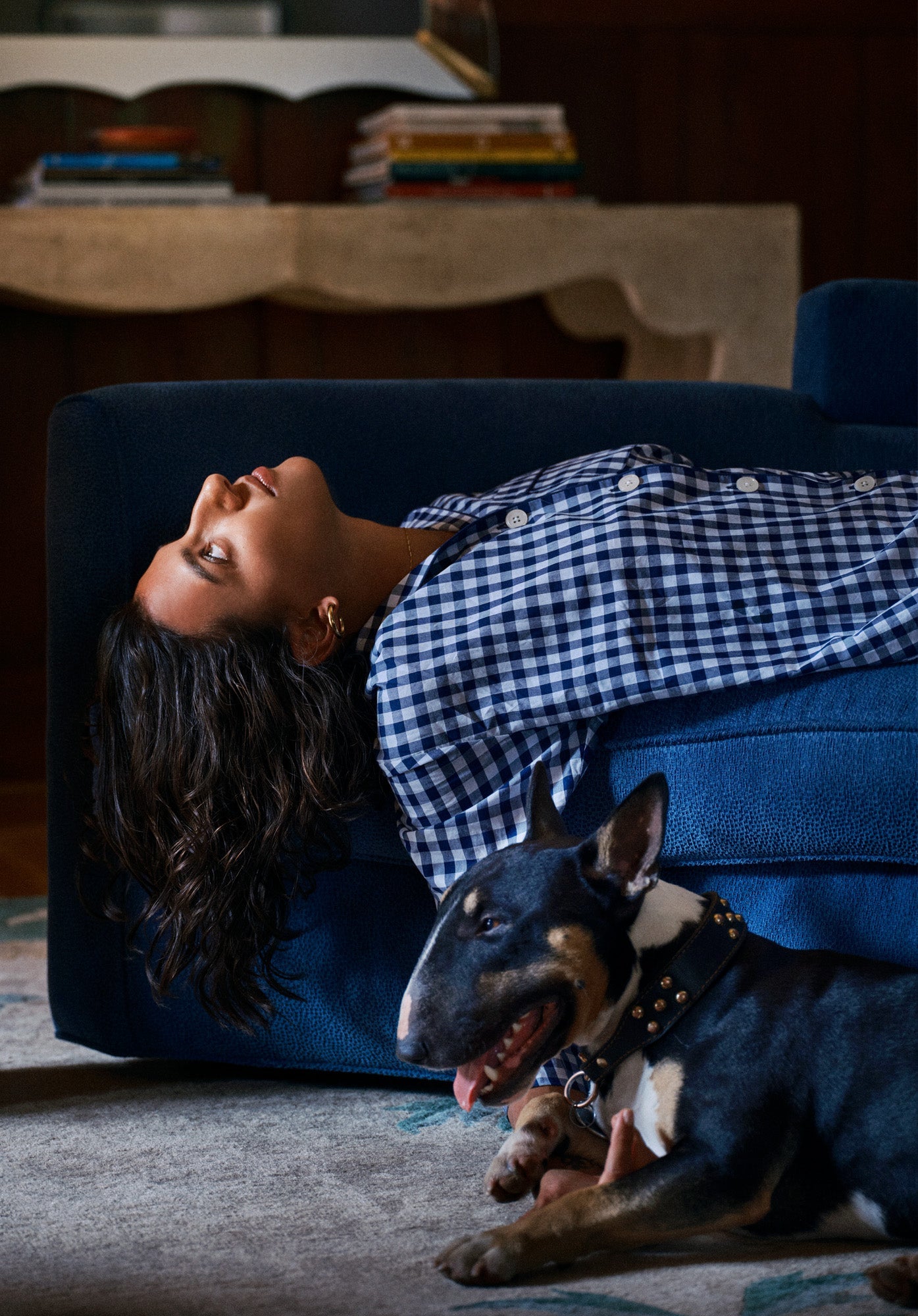 Marina Pajama Set in Large Navy Gingham