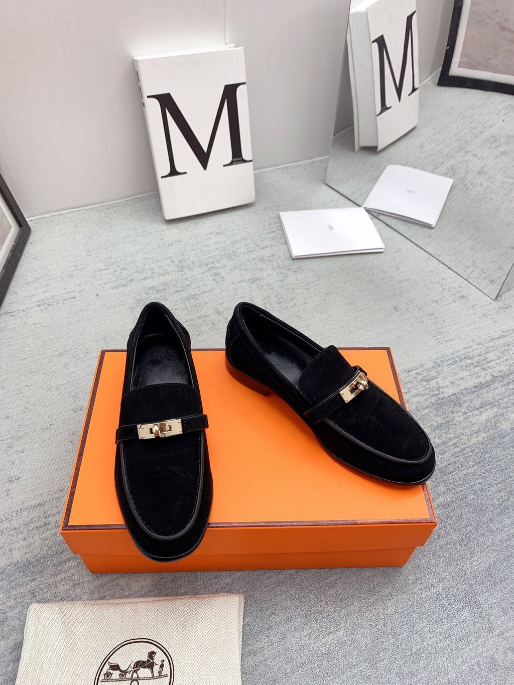 HERMES Destin Loafer Suede Black
