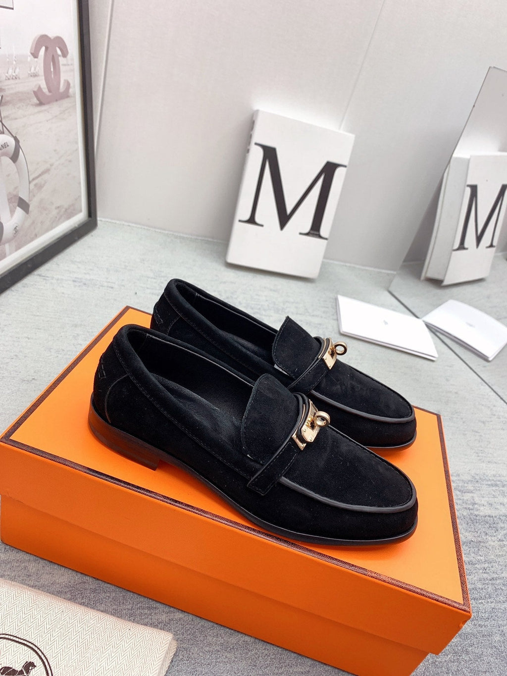 HERMES Destin Loafer Suede Black