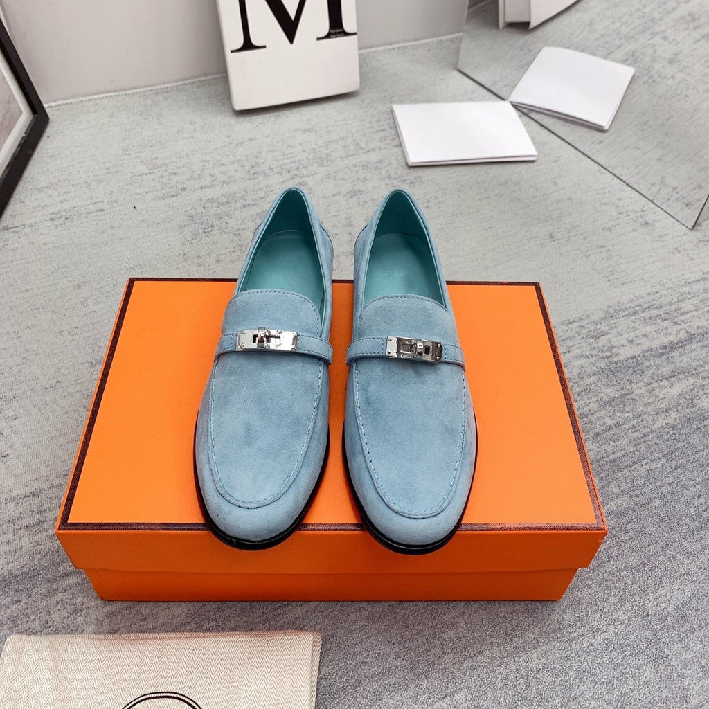 HERMES Destin Loafer Suede Light Blue