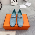 HERMES Destin Loafer Suede Light Blue